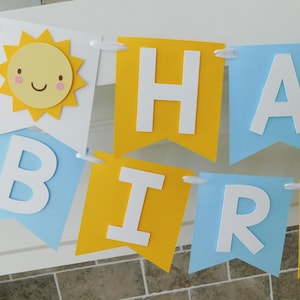 Sunshine Birthday Banner: Blue & Yellow Party Decor