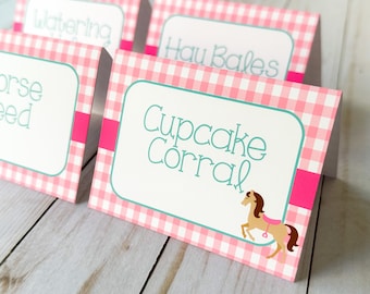 Horse Party Food Tents - Customizable Labels - Custom Table Decor