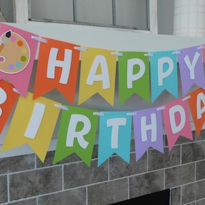 Pastel Art Party Banner: Painting Birthday Supplies – Custom Kids Art Theme Decorations image 7