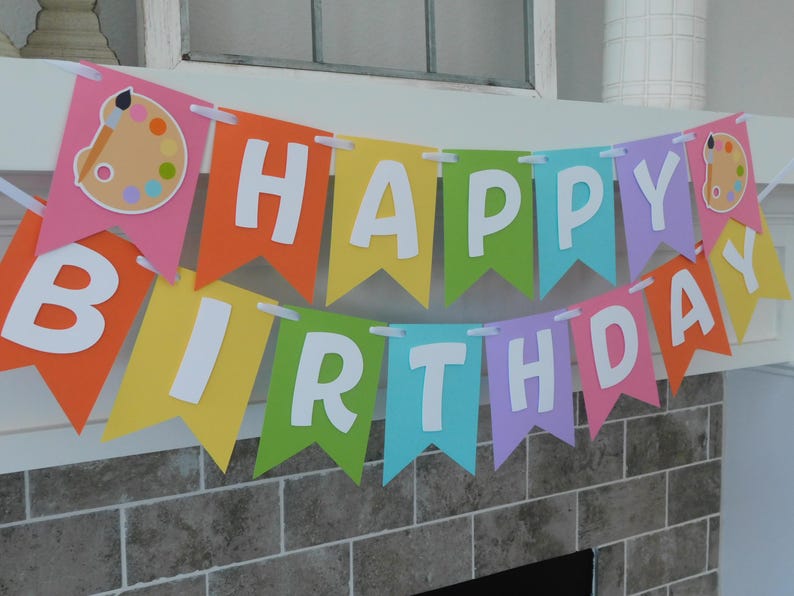 Pastel Art Party Banner: Painting Birthday Supplies – Custom Kids Art Theme Decorations image 7