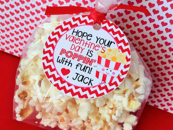 Popcorn Valentines Day Treat Tags, Classroom Valentines, Valentines for Kids, Valentines Day Cards, Non-Candy Valentines