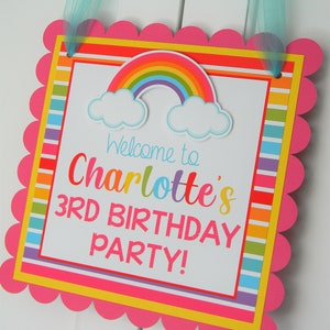 Rainbow Birthday Welcome Sign: Personalized Party Decor