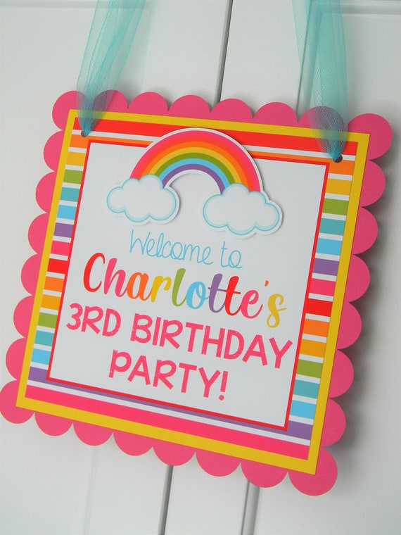 Rainbow Welcome Sign, Rainbow Party Decor, Rainbow Door Sign, Pink Rainbow Birthday Sign
