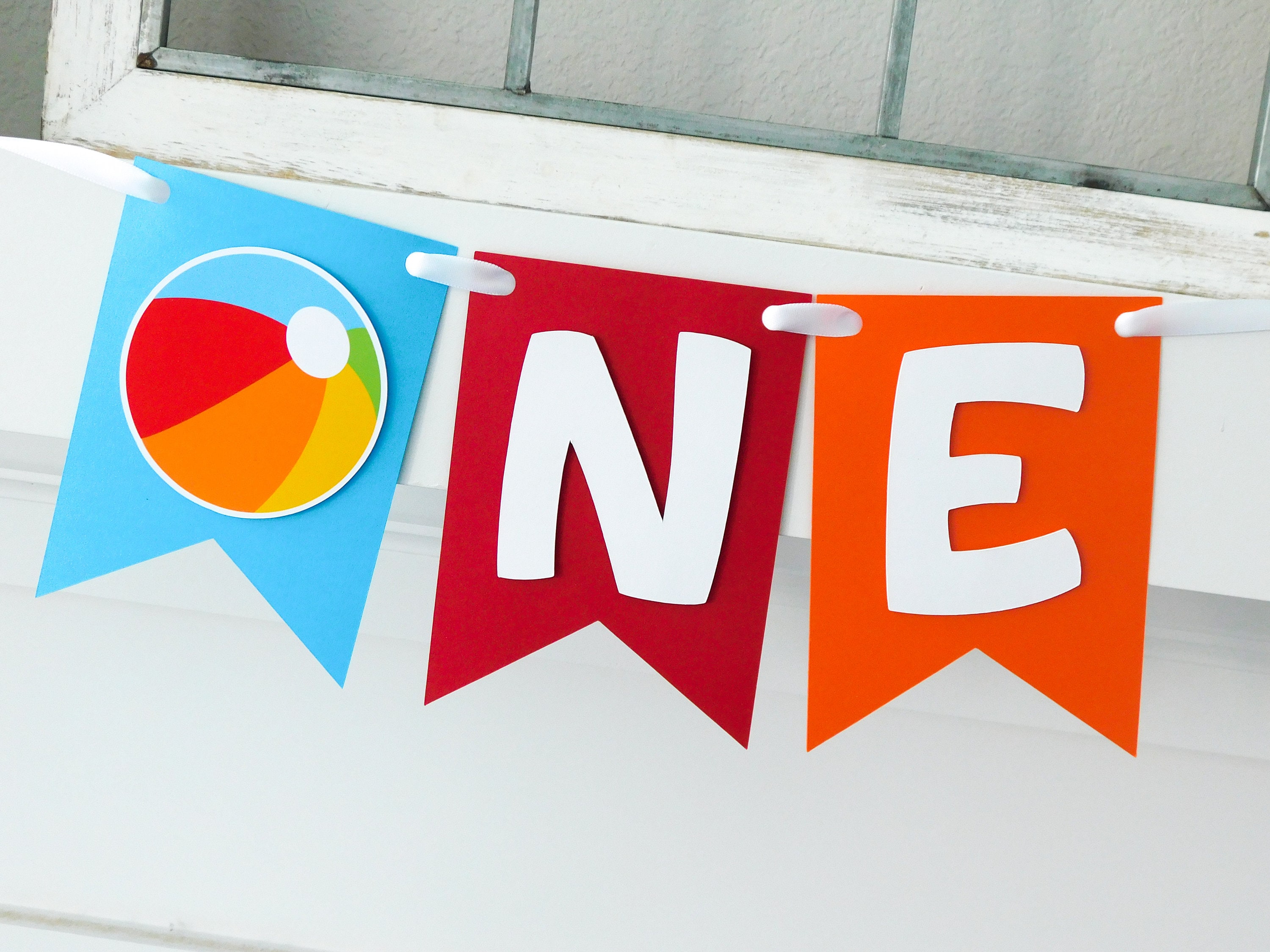 Beach ball Highchair Banner, Beach Ball Party Decor, Highchair Garland, Summer First Birthday