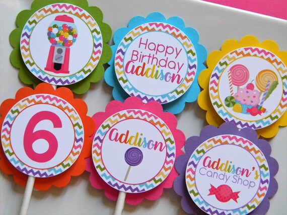 Candy Shop Cupcake Toppers, Candy Party Cupcakes, Candy Party Decor
