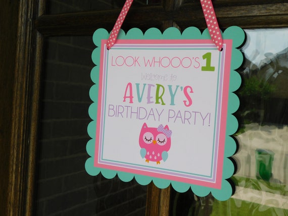 Owl Welcome Sign, Owl Party Decor, Owl Door Sign, Owl First Birthday Sign