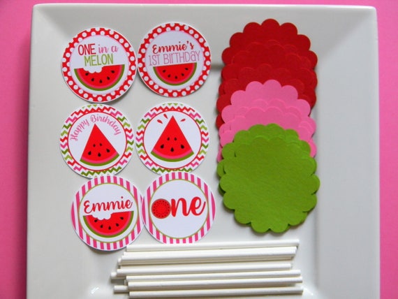 Watermelon DIY Cupcake Topper Kit, Watermelon Cupcakes, DIY Party Decor