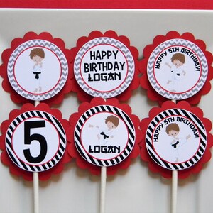 Karate Party Cupcake Toppers, Karate Cupcakes, Karate Party Decor