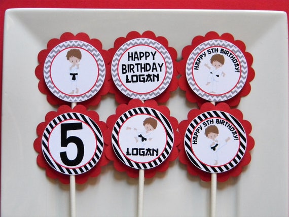 Karate Party Cupcake Toppers, Karate Cupcakes, Karate Party Decor