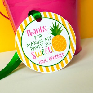 Pineapple Favor Tags, Pineapple Thank You Tags, Pineapple 1st Birthday ...