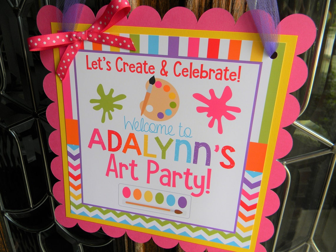 Art Party Door Sign Painting Party Decorations Art Party Etsy
