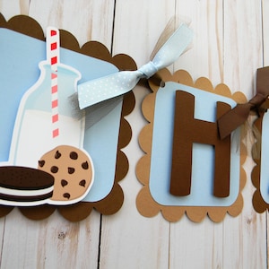 Milk and Cookies Banner, Happy Birthday Banner, Cookie Party Decorations