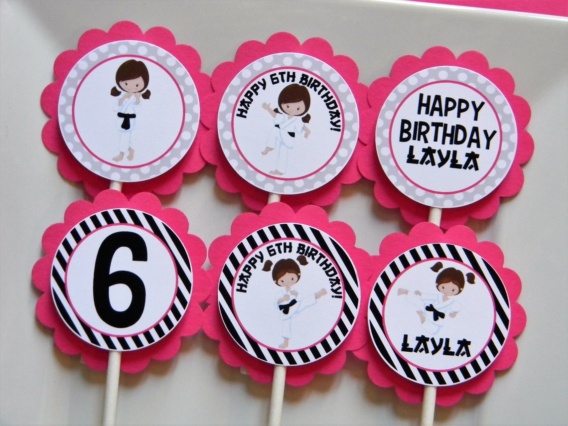 Karate Cupcake Toppers Karate Cupcakes Girl Karate Party Etsy