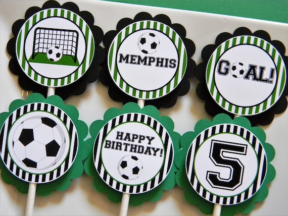 Soccer Cupcake Picks, Soccer Cupcakes, Soccer Party Decor