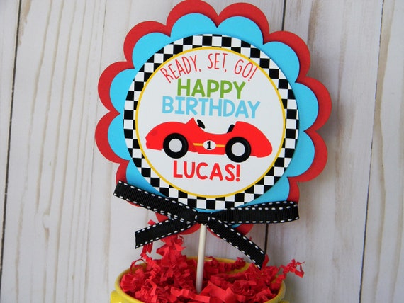 Racecar Cake Topper, Custom Cake Topper, Race Car Birthday Cake