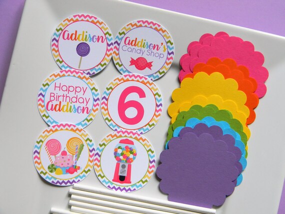 Candy Shop DIY Cupcake Topper Kit, Candy Cupcakes, DIY Party Decor