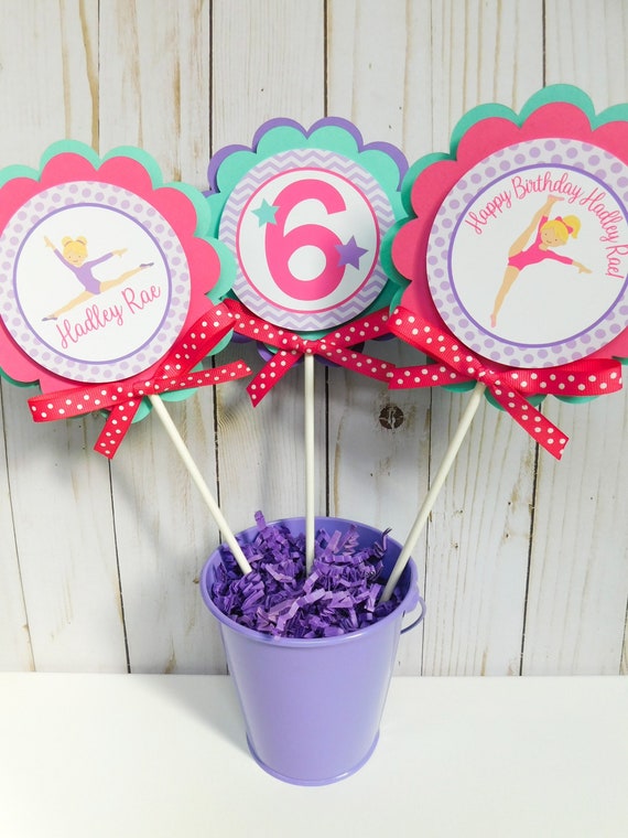 Gymnastics Centerpieces, Gymnastics Centerpiece Sticks, Gymnastics Party Decor, Custom Centerpieces