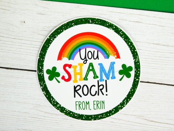You Sham Rock Treat Tags, St Patricks Day Gift, Shamrock Rainbow Tag, Kids St Patricks Day, St Patricks Favor Tags