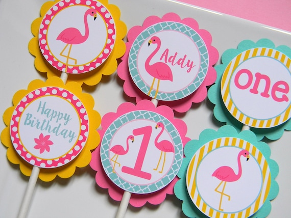 Flamingo Party Cupcake Toppers, Pink Flamingo Cupcakes, Flamingo Party Decor