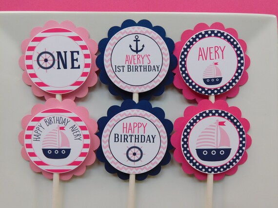 Nautical Cupcake Toppers, Sailboat Cupcakes, Nautical Party Decor