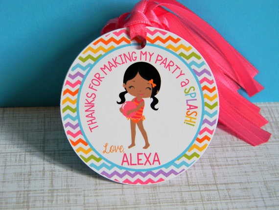 Pool Party Favor Tags, Pool Party Thank You Tags, Pool Birthday Party
