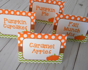 Pumpkin Food Labels, Fall Food Tents, Pumpkin Food Signs