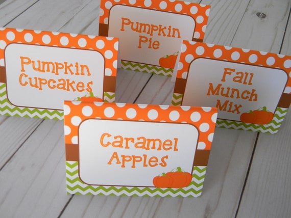 Pumpkin Food Labels, Fall Food Tents, Pumpkin Food Signs