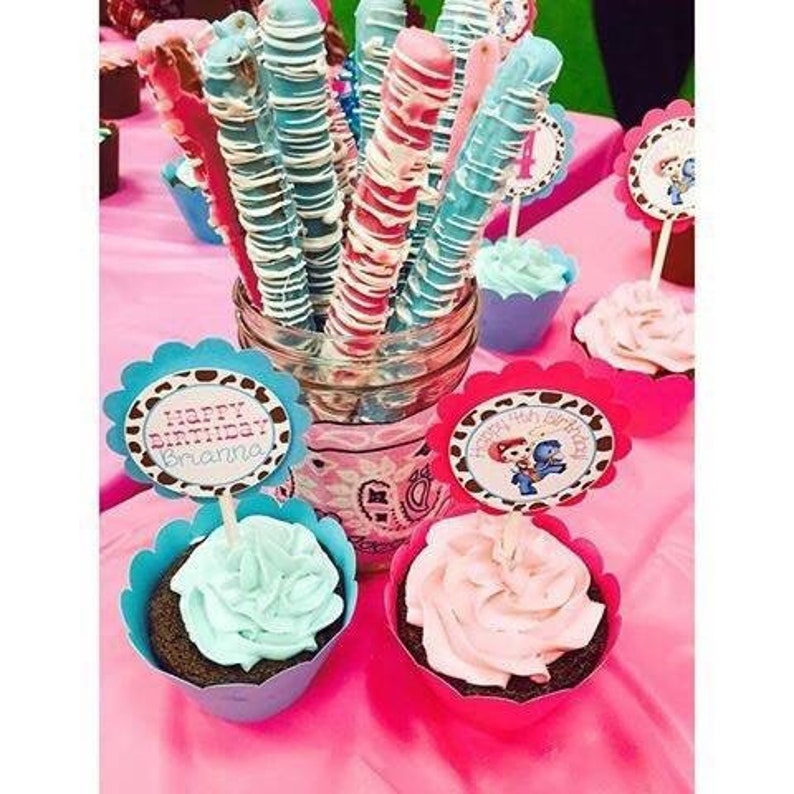 Blue Hot Pink And Lime Green Party Cupcake Wrappers Party Etsy