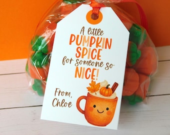 Thanksgiving Tags: Personalized and PRINTED Labels, Custom Pumpkin Spice Gift Tags, Kids, Family, Teachers