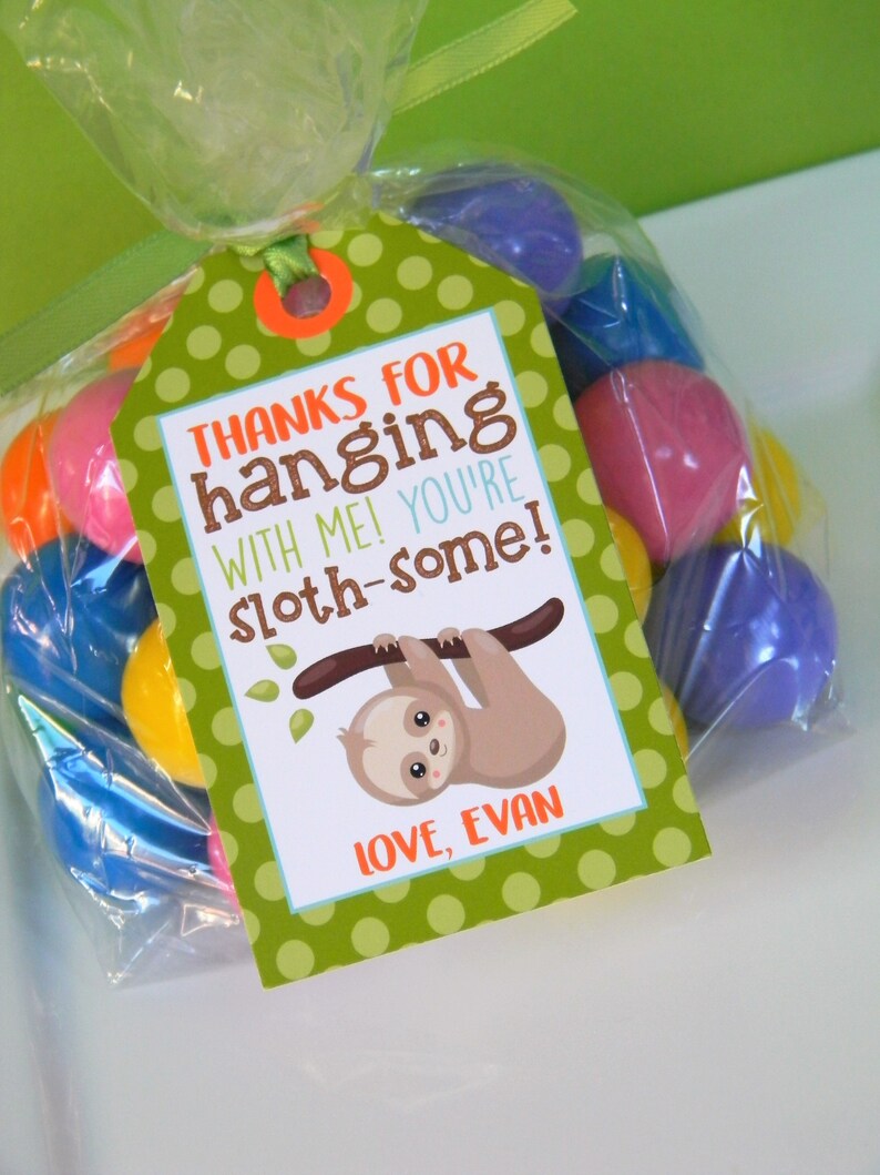 Sloth Birthday Party Sloth Thank You Tags Sloth Favor Tags