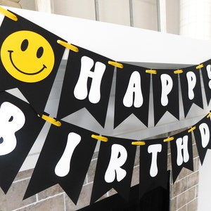 Happy Face Birthday Banner - One Cool Dude Party Decor, Smile Theme, Fully Assembled, Happy Face Party Decorations, 1st Birthday