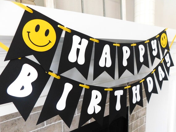 Happy Face Birthday Banner, One Cool Dude Party Decor, Smile Birthday Banner