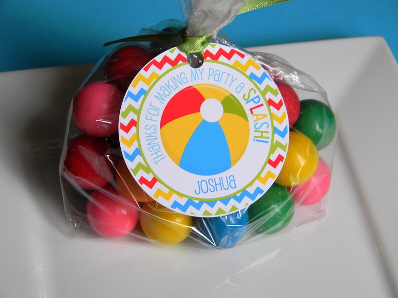 Beach Ball Favor Tags Beach Ball Thank You Tags Beach Ball Etsy