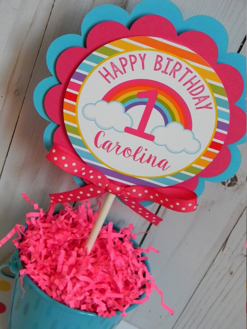 Rainbow Cake Topper Party Decoration Birthday Cake Topper Etsy