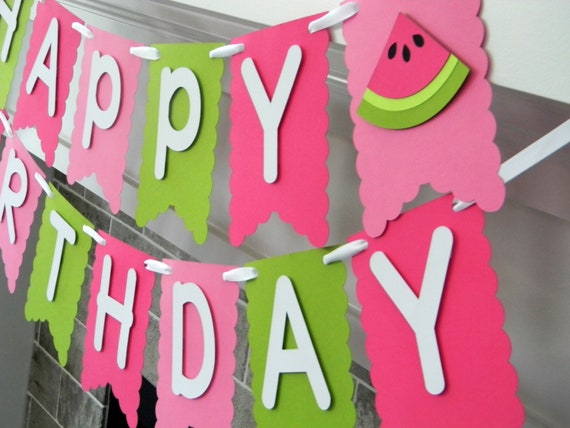 Watermelon Banner, Watermelon Birthday, One in a Melon Party, Melon First Birthday