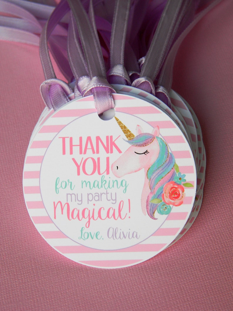 Unicorn 1st Birthday Unicorn Thank You Tags Unicorn Favor Tags