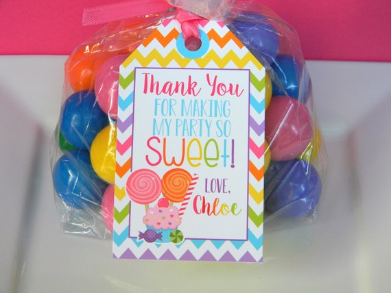 Candy Shop Favor Tags, Candy Thank You Tags, Candy 1st Birthday