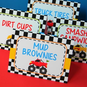 Monster Truck Party Food Tents - Customizable Labels - Custom Table Decor