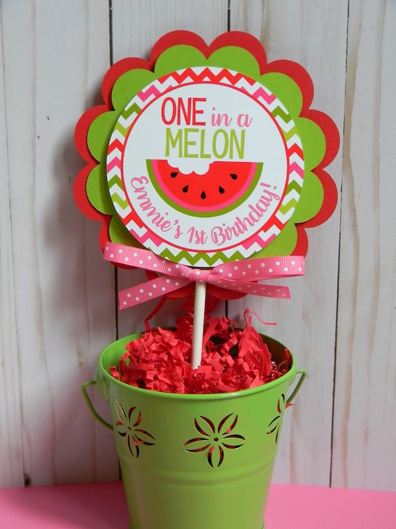 Watermelon Cake Topper, Custom Cake Topper, Watermelon First Birthday