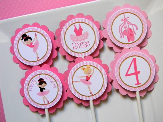 Ballerina Cupcake Toppers, Ballerina Cupcakes, Dance Party Decor