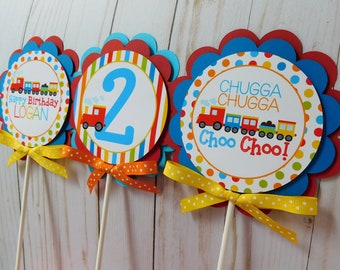 Train Birthday Centerpiece Sticks: Custom Party Decor