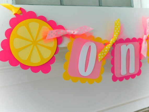 Pink Lemonade High Chair Banner, Party Decorations, Birthday Banner