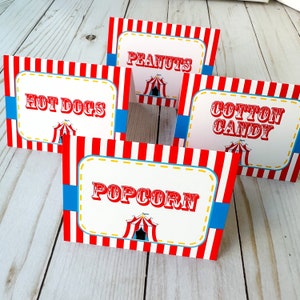 Carnival Food Labels, Circus Tent Food Tents, Carnival Party Decor