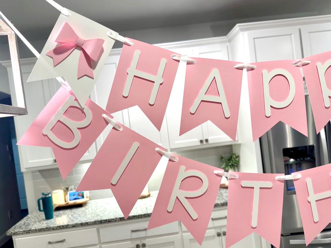 Pink Bow Birthday Banner: Coquette Preppy Party Decor - Etsy