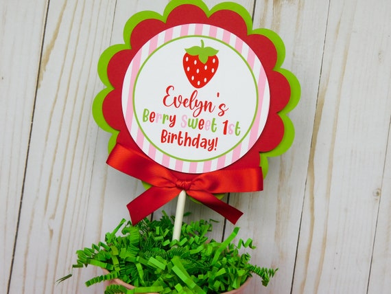 Strawberry Cake Topper, Custom Cake Topper, Berry Sweet Birthday Cake