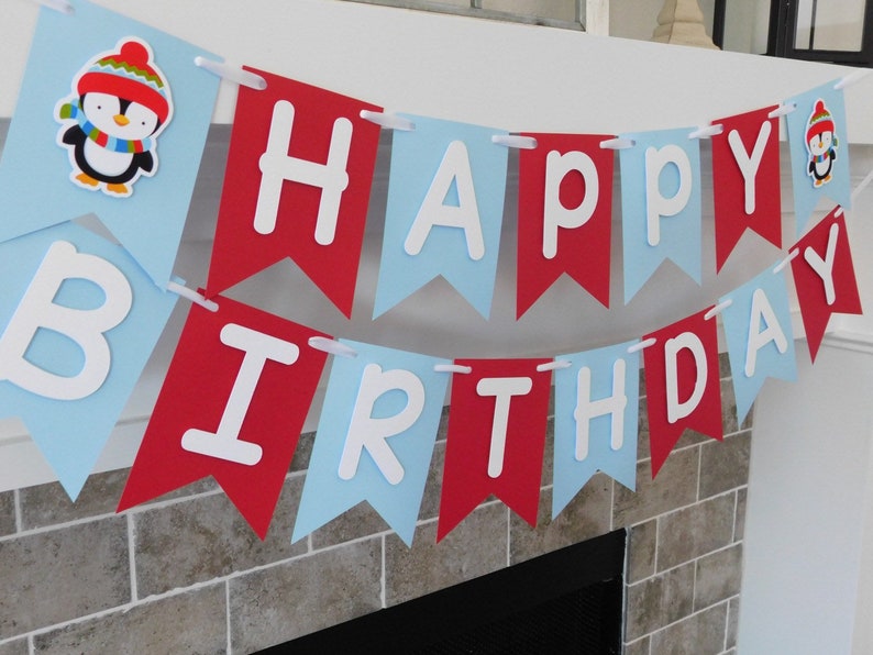 Penguin Birthday Banner Penguin Party Decor Winter 1st | Etsy