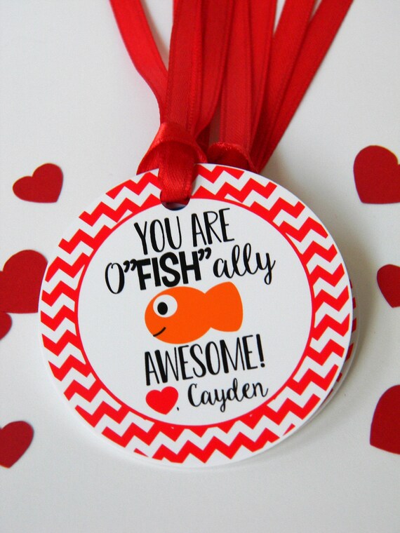 Fish Valentines Day Treat Tags, Classroom Valentines, Valentines for Kids, Valentines Day Cards, Non-Candy Valentines