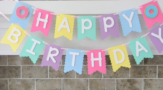 Donut Birthday Banner, Donut Party Decorations