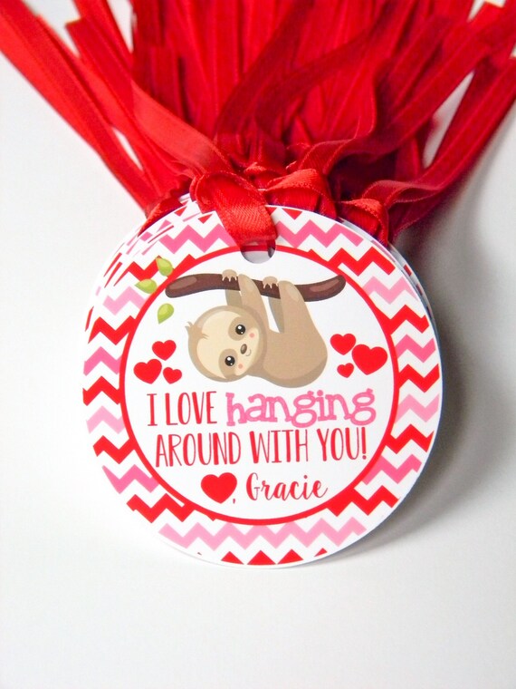 Sloth Valentines Day Treat Tags, Classroom Valentines, Valentines for Kids, Valentines Day Cards, Non-Candy Valentines