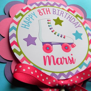 Personalized Roller Skate Birthday Cake Topper - Custom Party Decor